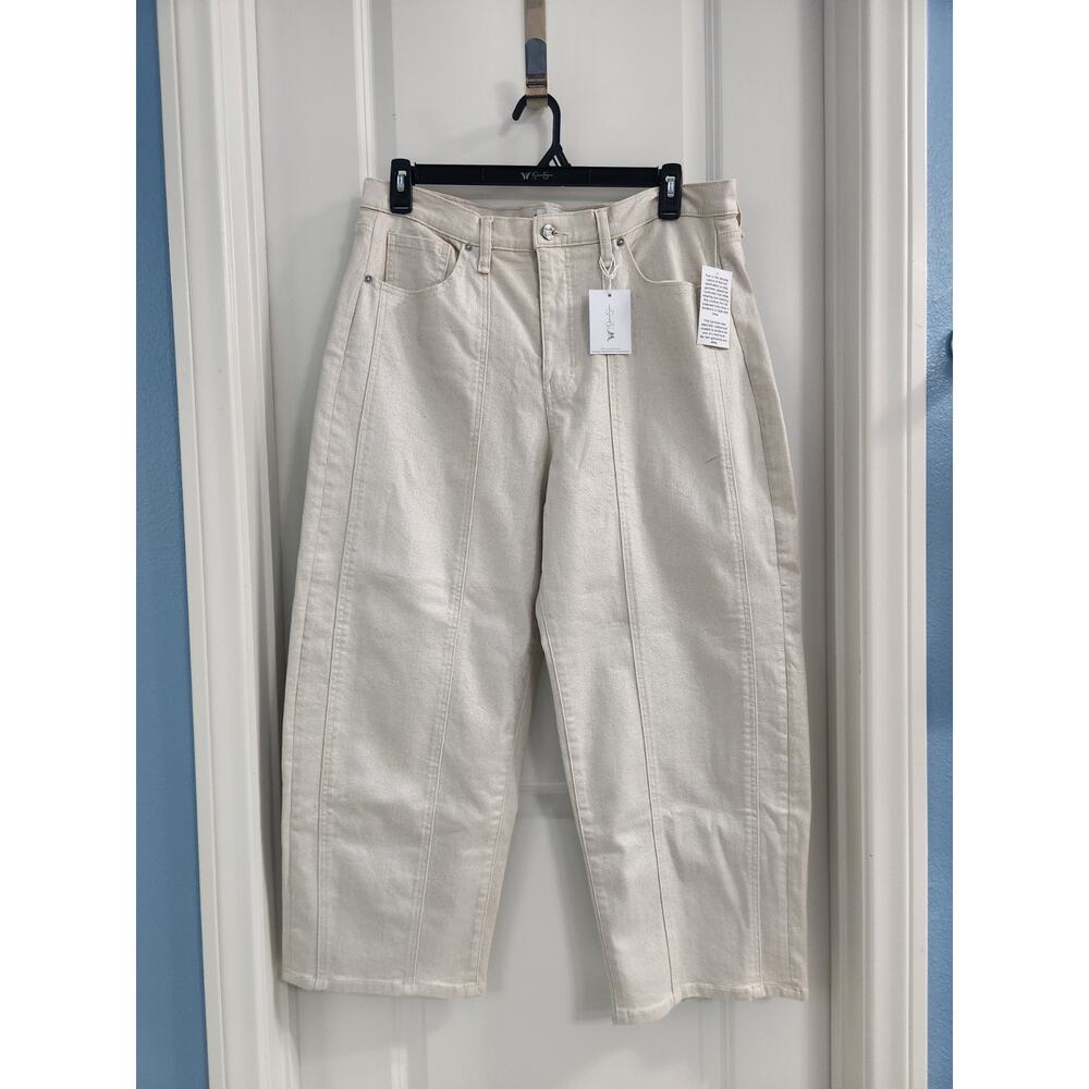 Jessica Simpson Size 14 Myrtle Barrel Leg Wide Leg Jeans Cream Off White NWT - Picture 9 of 10